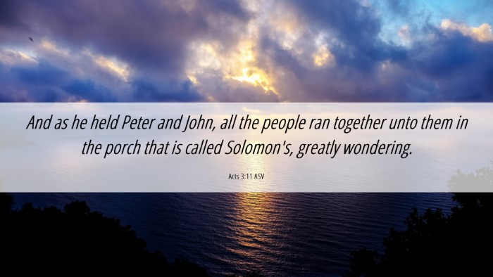 Picture 06 - Acts 3:11 ASV Desktop Wallpaper - And as he held Peter and John, all the people ran - Desktop Bible Verse Wallpaper