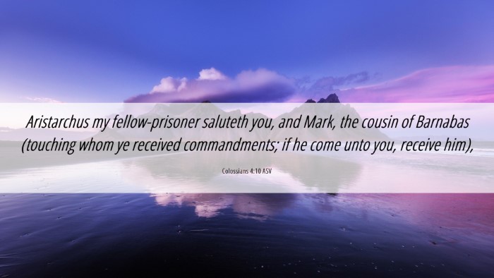 Picture 06 - Colossians 4:10 ASV Desktop Wallpaper - Aristarchus my fellow-prisoner saluteth you, and - Desktop Bible Verse Wallpaper