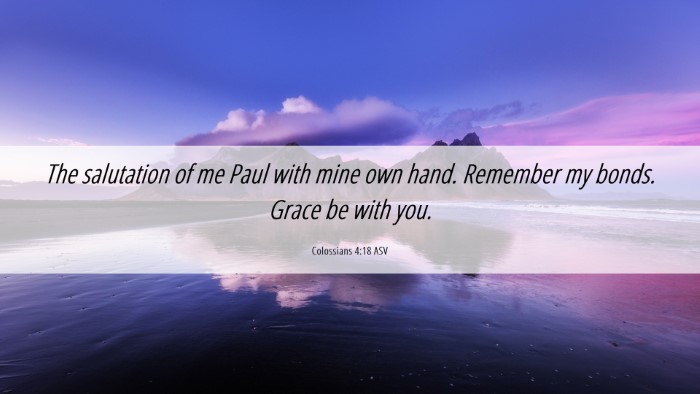 Picture 06 - Colossians 4:18 ASV Desktop Wallpaper - The salutation of me Paul with mine own hand. - Desktop Bible Verse Wallpaper