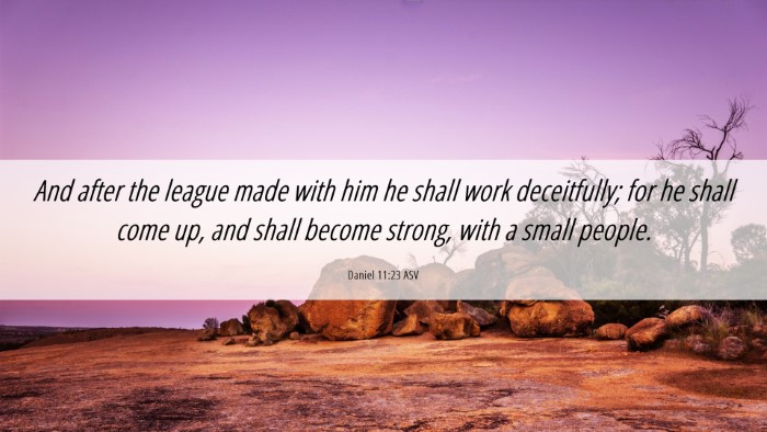 Picture 06 - Daniel 11:23 ASV Desktop Wallpaper - And after the league made with him he shall work - Desktop Bible Verse Wallpaper