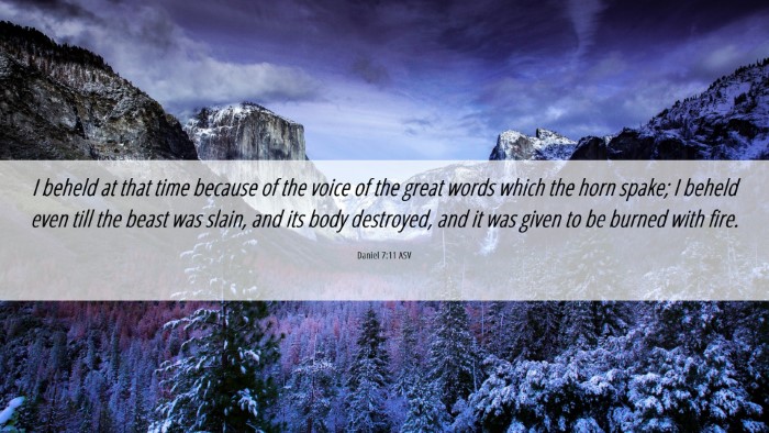 Picture 06 - Daniel 7:11 ASV Desktop Wallpaper - I beheld at that time because of the voice of the - Desktop Bible Verse Wallpaper