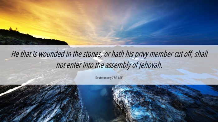 Picture 06 - Deuteronomy 23:1 ASV Desktop Wallpaper - He that is wounded in the stones, or hath his - Desktop Bible Verse Wallpaper