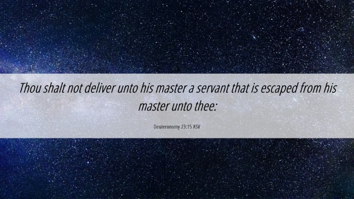 Picture 06 - Deuteronomy 23:15 ASV Desktop Wallpaper - Thou shalt not deliver unto his master a servant - Desktop Bible Verse Wallpaper