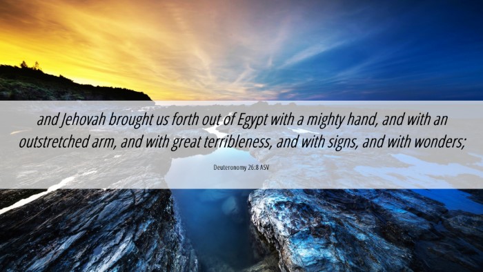 Picture 06 - Deuteronomy 26:8 ASV Desktop Wallpaper - and Jehovah brought us forth out of Egypt with a - Desktop Bible Verse Wallpaper