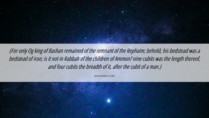 Picture 06 - Deuteronomy 3:11 ASV Desktop Wallpaper - (For only Og king of Bashan remained of the - Desktop Bible Verse Wallpaper