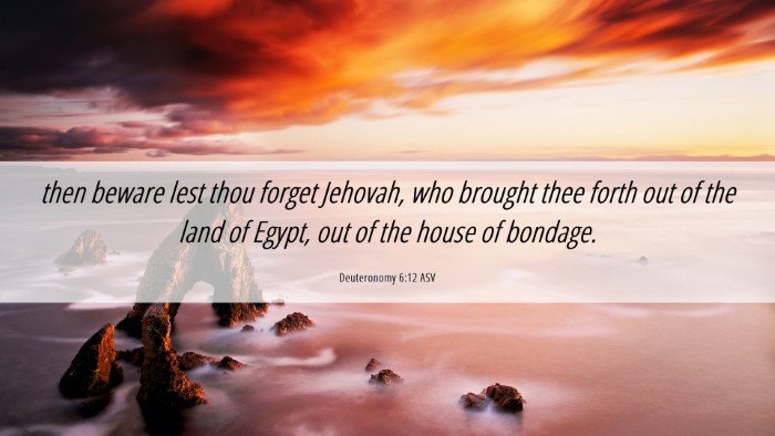Picture 06 - Deuteronomy 6:12 ASV Desktop Wallpaper - then beware lest thou forget Jehovah, who brought - Desktop Bible Verse Wallpaper