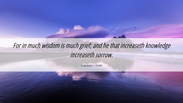 Picture 06 - Ecclesiastes 1:18 ASV Desktop Wallpaper - For in much wisdom is much grief; and he that - Desktop Bible Verse Wallpaper