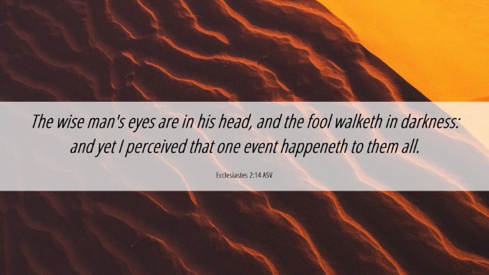 Picture 06 - Ecclesiastes 2:14 ASV Desktop Wallpaper - The wise man's eyes are in his head, and the fool - Desktop Bible Verse Wallpaper