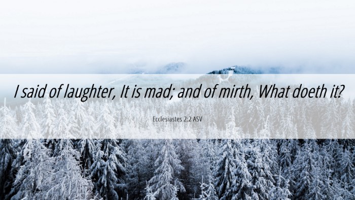 Picture 06 - Ecclesiastes 2:2 ASV Desktop Wallpaper - I said of laughter, It is mad; and of mirth, What - Desktop Bible Verse Wallpaper