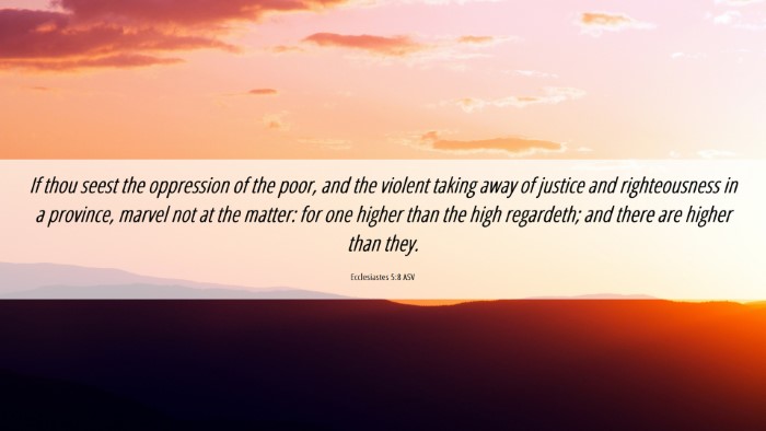 Picture 06 - Ecclesiastes 5:8 ASV Desktop Wallpaper - If thou seest the oppression of the poor, and the - Desktop Bible Verse Wallpaper