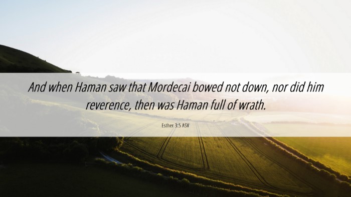 Picture 06 - Esther 3:5 ASV Desktop Wallpaper - And when Haman saw that Mordecai bowed not down, - Desktop Bible Verse Wallpaper