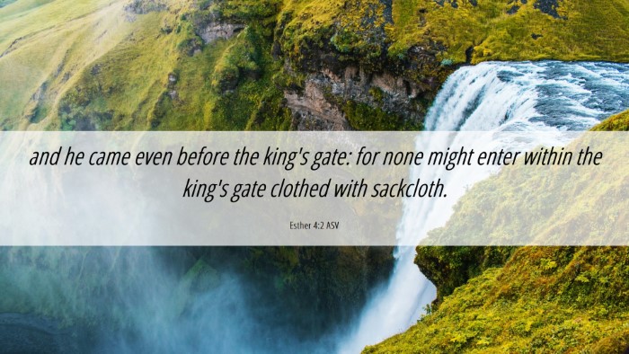 Picture 06 - Esther 4:2 ASV Desktop Wallpaper - and he came even before the king's gate: for none - Desktop Bible Verse Wallpaper