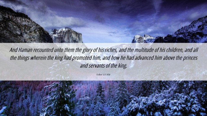 Picture 06 - Esther 5:11 ASV Desktop Wallpaper - And Haman recounted unto them the glory of his - Desktop Bible Verse Wallpaper