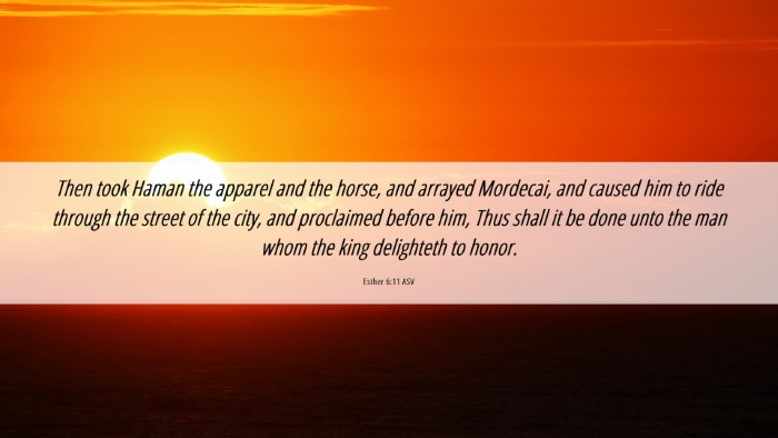 Picture 06 - Esther 6:11 ASV Desktop Wallpaper - Then took Haman the apparel and the horse, and - Desktop Bible Verse Wallpaper