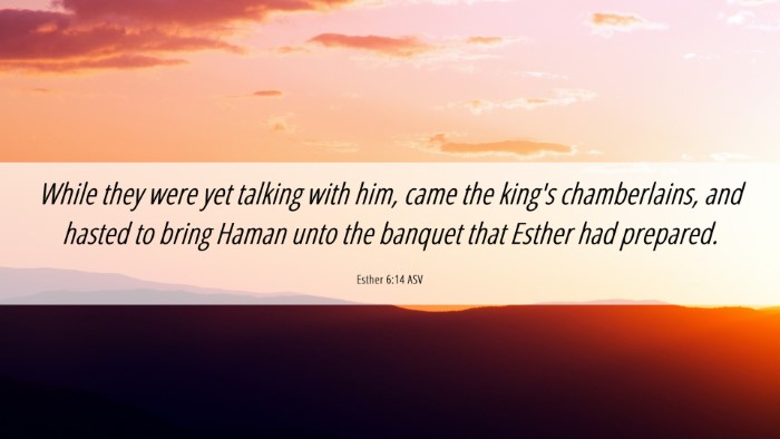 Picture 06 - Esther 6:14 ASV Desktop Wallpaper - While they were yet talking with him, came the - Desktop Bible Verse Wallpaper