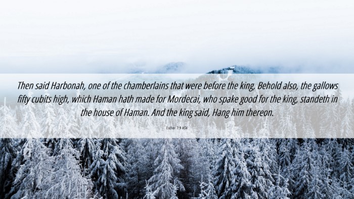 Picture 06 - Esther 7:9 ASV Desktop Wallpaper - Then said Harbonah, one of the chamberlains that - Desktop Bible Verse Wallpaper