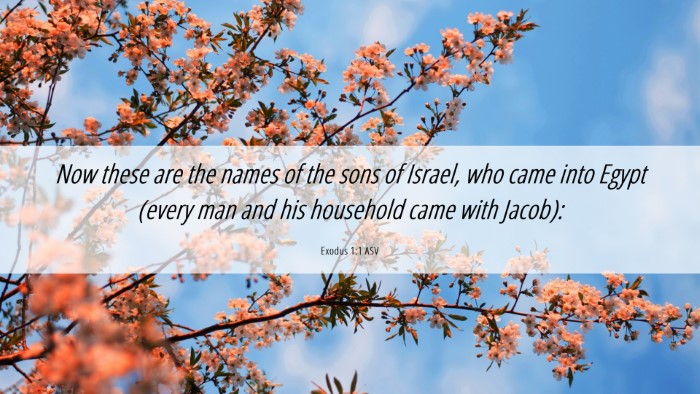 Picture 06 - Exodus 1:1 ASV Desktop Wallpaper - Now these are the names of the sons of Israel, - Desktop Bible Verse Wallpaper