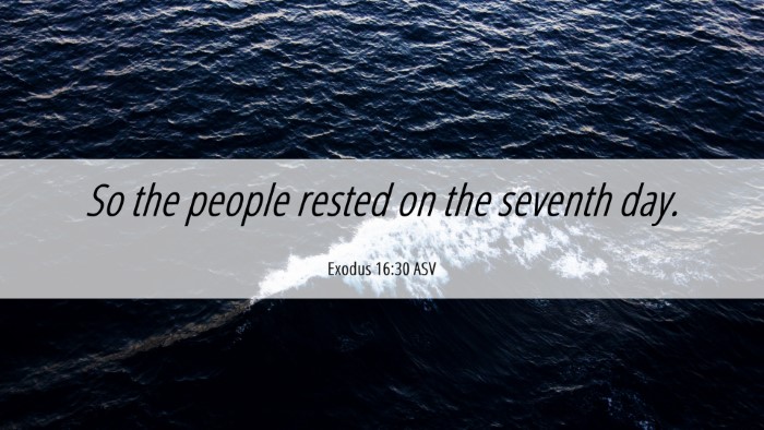 Picture 06 - Exodus 16:30 ASV Desktop Wallpaper - So the people rested on the seventh - Desktop Bible Verse Wallpaper
