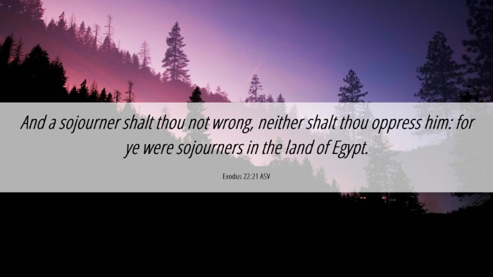 Picture 06 - Exodus 22:21 ASV Desktop Wallpaper - And a sojourner shalt thou not wrong, neither - Desktop Bible Verse Wallpaper