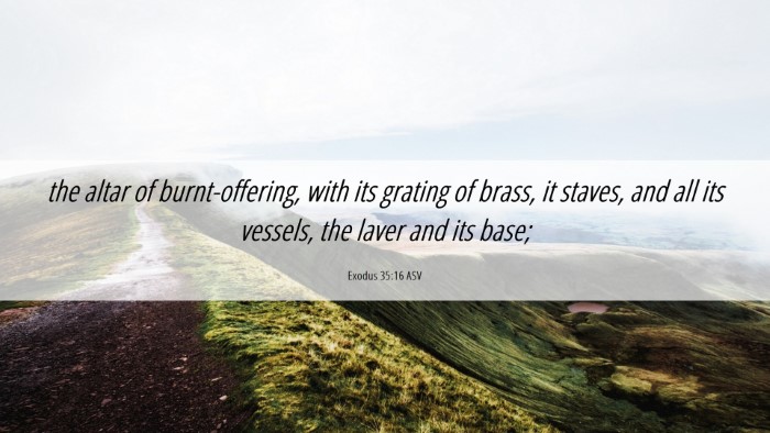 Picture 06 - Exodus 35:16 ASV Desktop Wallpaper - the altar of burnt-offering, with its grating of - Desktop Bible Verse Wallpaper