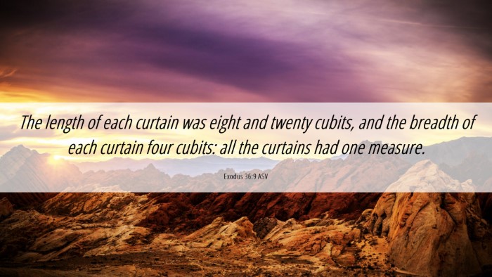 Picture 06 - Exodus 36:9 ASV Desktop Wallpaper - The length of each curtain was eight and twenty - Desktop Bible Verse Wallpaper