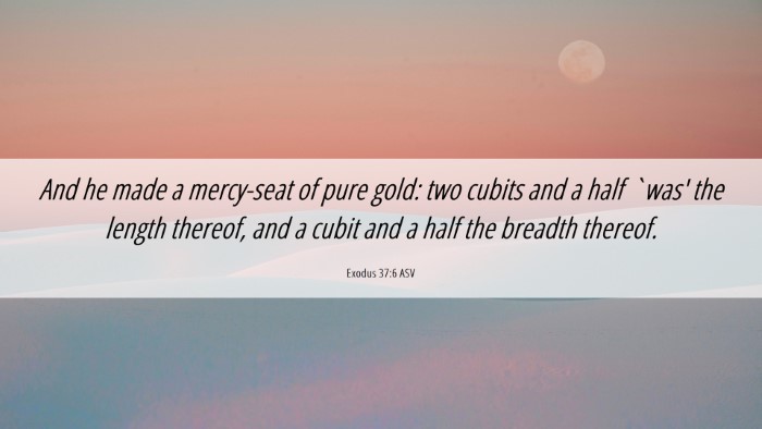 Picture 06 - Exodus 37:6 ASV Desktop Wallpaper - And he made a mercy-seat of pure gold: two cubits - Desktop Bible Verse Wallpaper