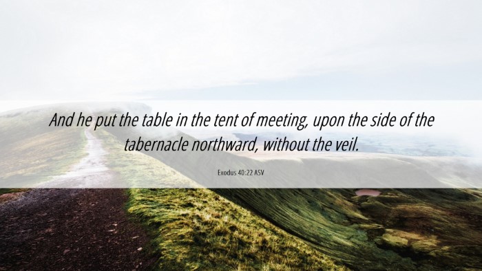 Picture 06 - Exodus 40:22 ASV Desktop Wallpaper - And he put the table in the tent of meeting, upon - Desktop Bible Verse Wallpaper