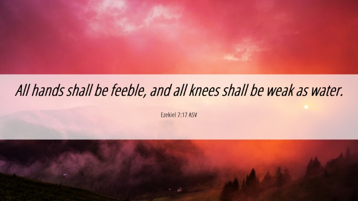 Picture 06 - Ezekiel 7:17 ASV Desktop Wallpaper - All hands shall be feeble, and all knees shall be - Desktop Bible Verse Wallpaper