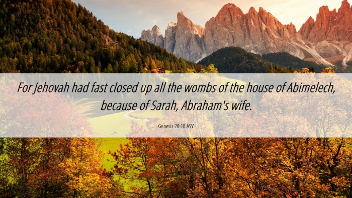Picture 06 - Genesis 20:18 ASV Desktop Wallpaper - For Jehovah had fast closed up all the wombs of - Desktop Bible Verse Wallpaper