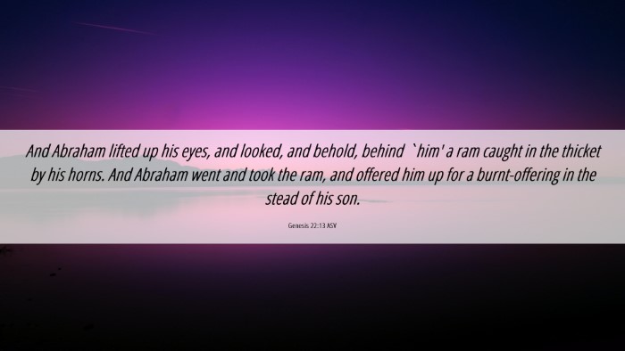 Picture 06 - Genesis 22:13 ASV Desktop Wallpaper - And Abraham lifted up his eyes, and looked, and - Desktop Bible Verse Wallpaper
