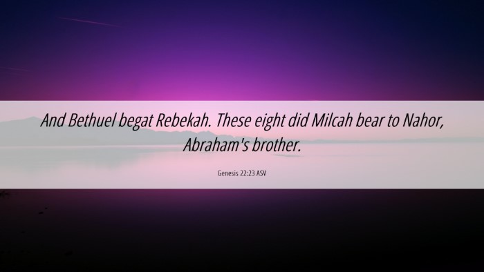 Picture 06 - Genesis 22:23 ASV Desktop Wallpaper - And Bethuel begat Rebekah. These eight did Milcah - Desktop Bible Verse Wallpaper