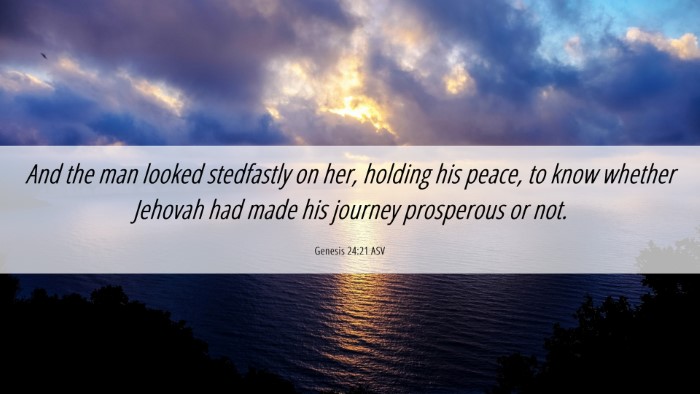 Picture 06 - Genesis 24:21 ASV Desktop Wallpaper - And the man looked stedfastly on her, holding his - Desktop Bible Verse Wallpaper
