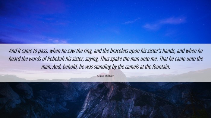 Picture 06 - Genesis 24:30 ASV Desktop Wallpaper - And it came to pass, when he saw the ring, and - Desktop Bible Verse Wallpaper
