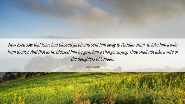 Picture 06 - Genesis 28:6 ASV Desktop Wallpaper - Now Esau saw that Isaac had blessed Jacob and - Desktop Bible Verse Wallpaper