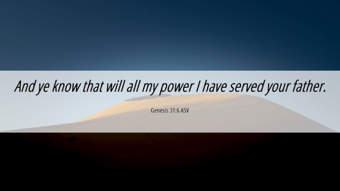 Picture 06 - Genesis 31:6 ASV Desktop Wallpaper - And ye know that will all my power I have served - Desktop Bible Verse Wallpaper