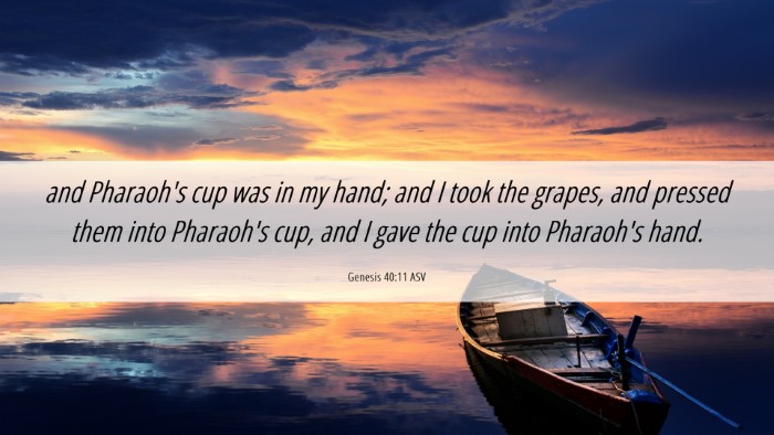 Picture 06 - Genesis 40:11 ASV Desktop Wallpaper - and Pharaoh's cup was in my hand; and I took the - Desktop Bible Verse Wallpaper