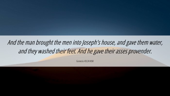Picture 06 - Genesis 43:24 ASV Desktop Wallpaper - And the man brought the men into Joseph's house, - Desktop Bible Verse Wallpaper