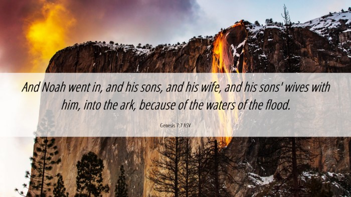Picture 06 - Genesis 7:7 ASV Desktop Wallpaper - And Noah went in, and his sons, and his wife, and - Desktop Bible Verse Wallpaper