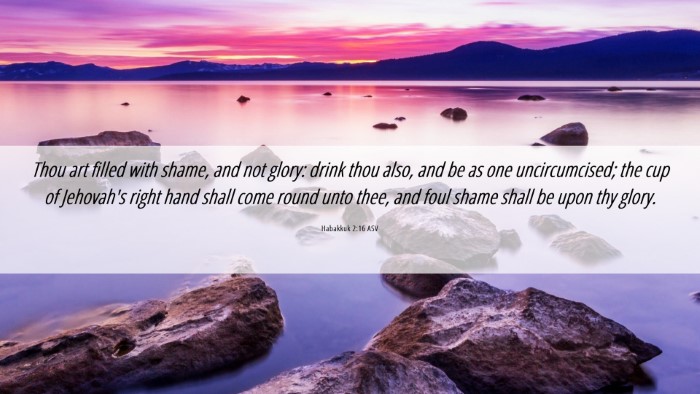 Picture 06 - Habakkuk 2:16 ASV Desktop Wallpaper - Thou art filled with shame, and not glory: drink - Desktop Bible Verse Wallpaper