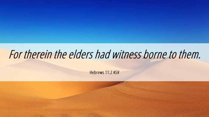 Picture 06 - Hebrews 11:2 ASV Desktop Wallpaper - For therein the elders had witness borne to - Desktop Bible Verse Wallpaper