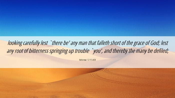 Picture 06 - Hebrews 12:15 ASV Desktop Wallpaper - looking carefully lest `there be' any man that - Desktop Bible Verse Wallpaper
