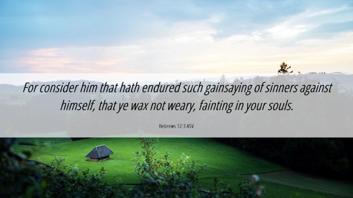 Picture 06 - Hebrews 12:3 ASV Desktop Wallpaper - For consider him that hath endured such - Desktop Bible Verse Wallpaper