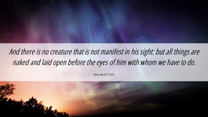 Picture 06 - Hebrews 4:13 ASV Desktop Wallpaper - And there is no creature that is not manifest in - Desktop Bible Verse Wallpaper