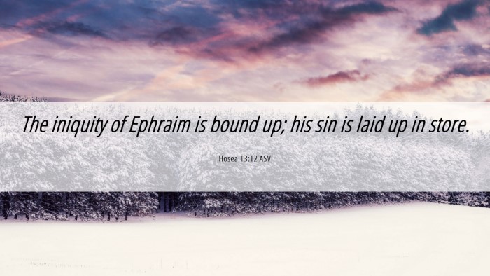Picture 06 - Hosea 13:12 ASV Desktop Wallpaper - The iniquity of Ephraim is bound up; his sin is - Desktop Bible Verse Wallpaper