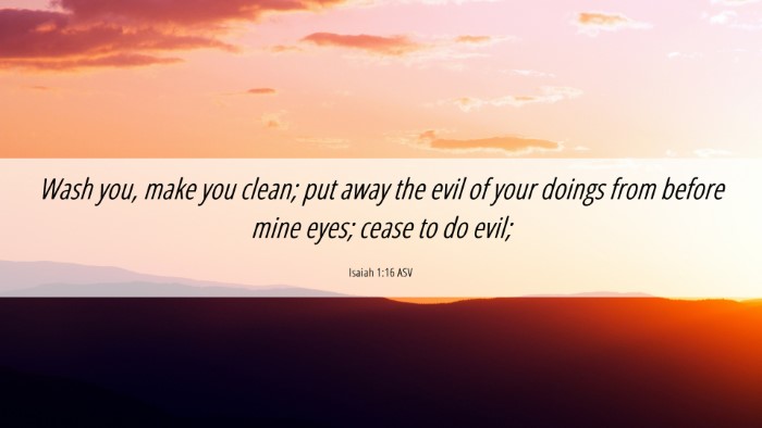 Picture 06 - Isaiah 1:16 ASV Desktop Wallpaper - Wash you, make you clean; put away the evil of - Desktop Bible Verse Wallpaper