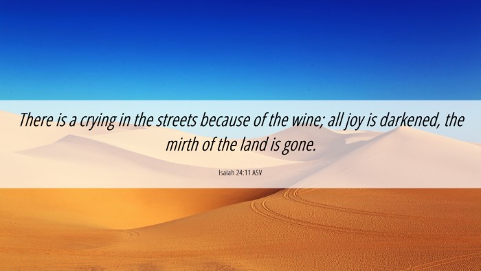Picture 06 - Isaiah 24:11 ASV Desktop Wallpaper - There is a crying in the streets because of the - Desktop Bible Verse Wallpaper