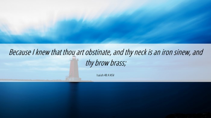 Picture 06 - Isaiah 48:4 ASV Desktop Wallpaper - Because I knew that thou art obstinate, and thy - Desktop Bible Verse Wallpaper