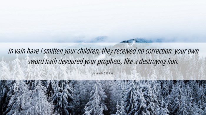 Picture 06 - Jeremiah 2:30 ASV Desktop Wallpaper - In vain have I smitten your children; they - Desktop Bible Verse Wallpaper