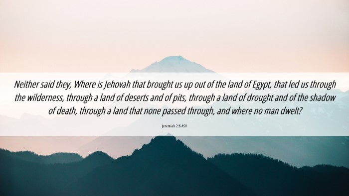 Picture 06 - Jeremiah 2:6 ASV Desktop Wallpaper - Neither said they, Where is Jehovah that brought - Desktop Bible Verse Wallpaper