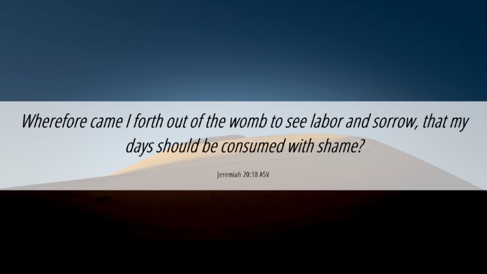 Picture 06 - Jeremiah 20:18 ASV Desktop Wallpaper - Wherefore came I forth out of the womb to see - Desktop Bible Verse Wallpaper